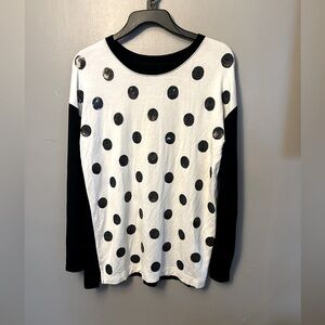 Cream/black sequins polka dot long sleeve tee